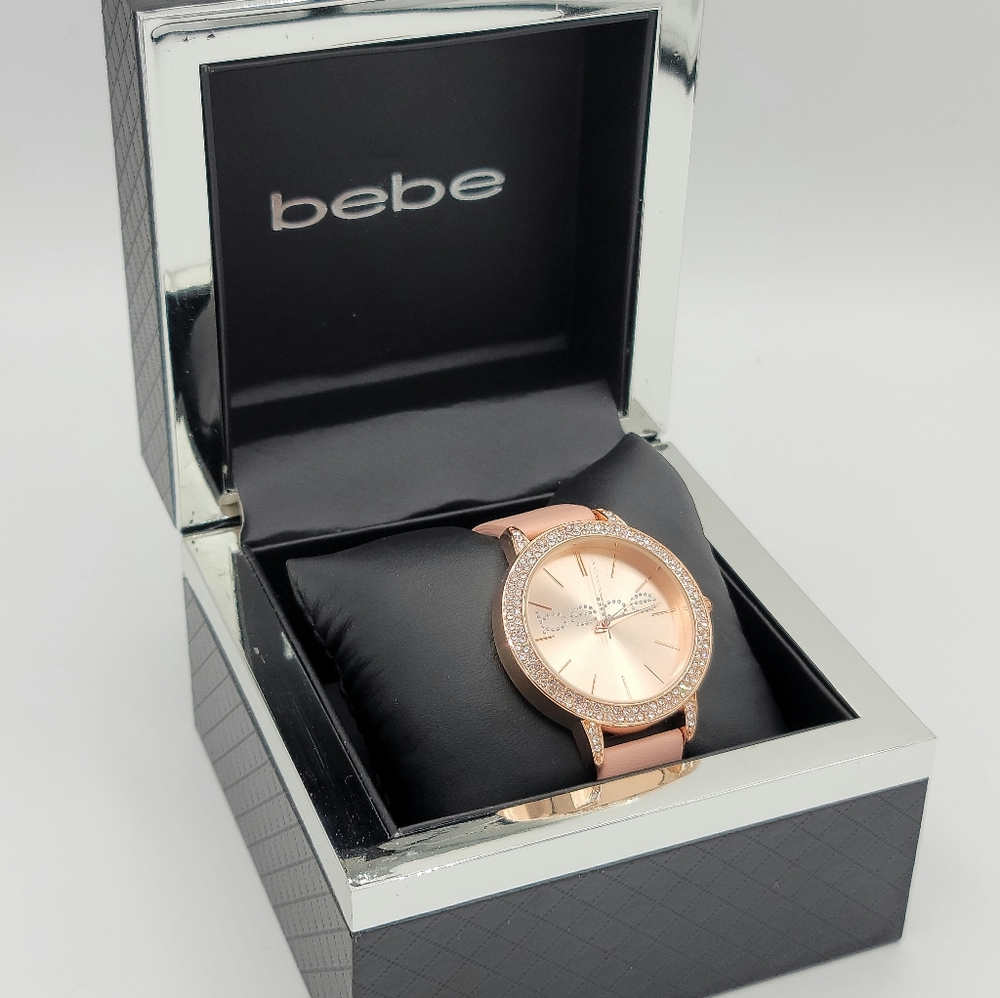 NEW Bebe Rose Gold Rhinestone Watch